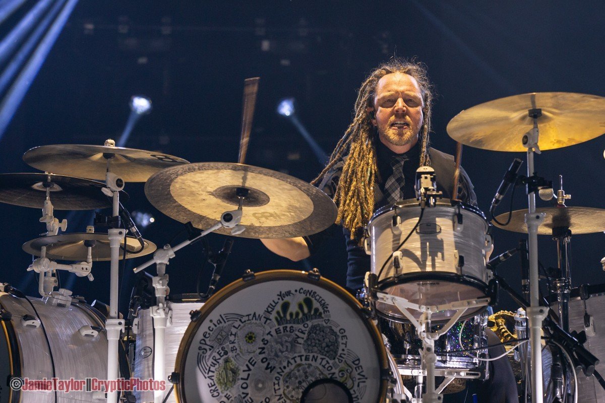 Drummer Barry Kerch of American rock band Shinedown performing at the Abbotsford Centre in Abbotsford, BC on October 16th, 2019