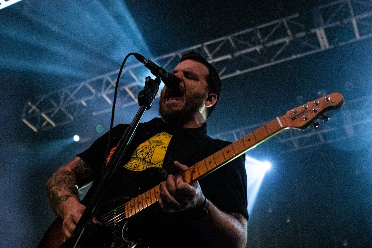 American singer Dustin Kensrue of Thrice performing at The Fox Theater in Pamona, California on February 28th 2020